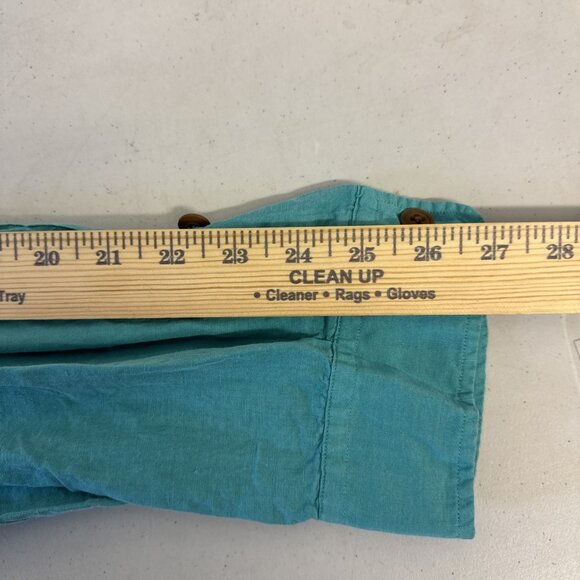 VTG Polo Ralph Lauren Linen Silk Mens L/S Button Up Turquoise Shirt 2 Pocket 2XL - Picture 9 of 10
